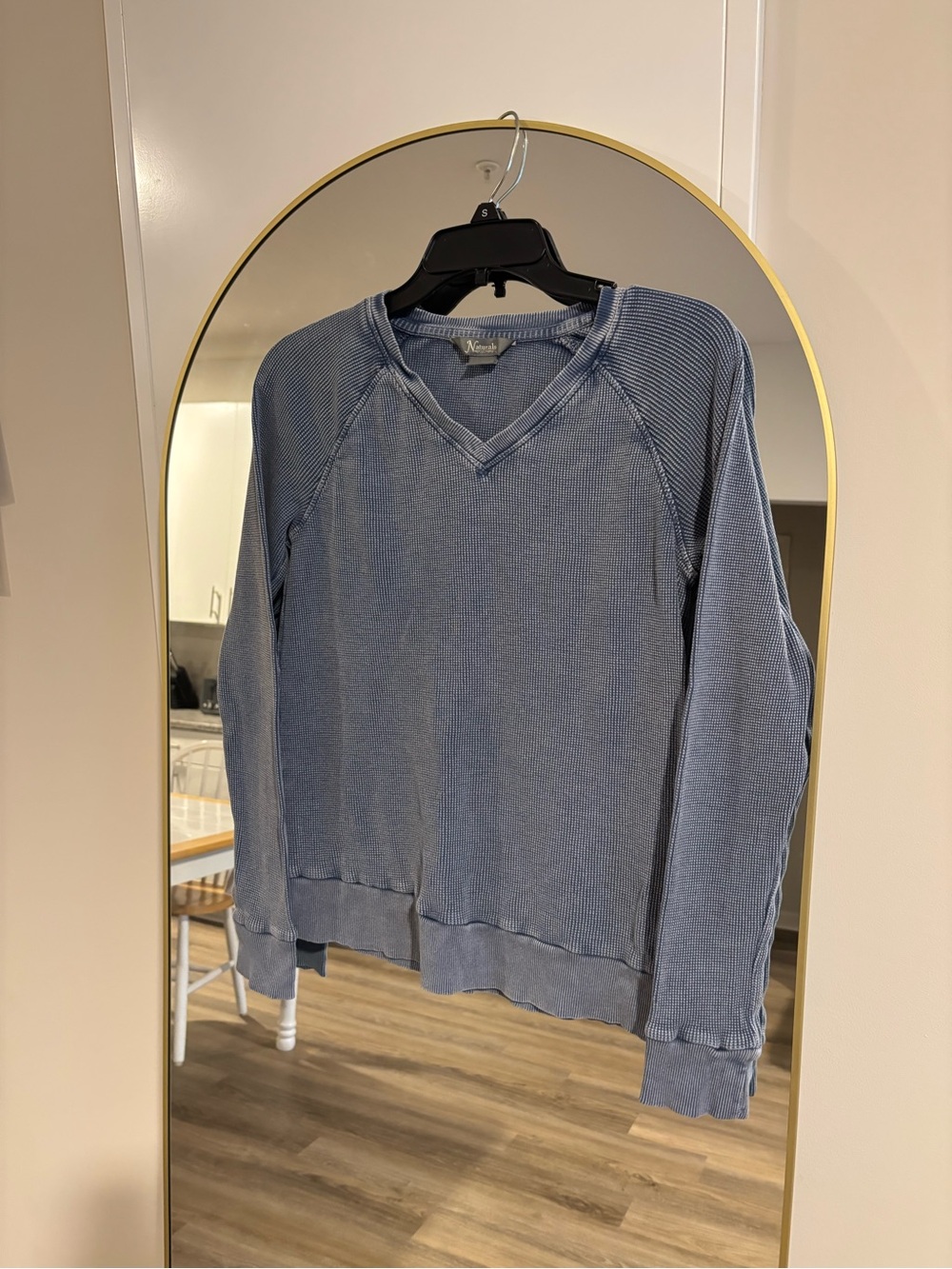 Natural Reflections Blue Waffle-Knit V-Neck Sweater